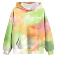 thumbnail image 4 of Nwiuh Girls Tie Dye Sweatshirts Loose Casual Hoodies Long Sleeve Pullover Hooded Tops with Pockets (Orange, 3-4 Years), 4 of 4