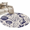 thumbnail image 2 of Summer Marine Life Round Area Rugs 3 ft, Black Line Ocean Shell Starfish Sea Conch Seaweed Washable Small Area Rug with Non-Slip Sturdy Edge Binding Round Front Door Mat Floor Carpet for Entryway, 2 of 9