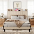 thumbnail image 3 of Soscana Bed Frame with Upholstered Headboard, Queen Size Bed Frame with Storage Shelf and Adjustable Feet,Easy to Assemble,Non-Slip Without Noise, 3 of 9