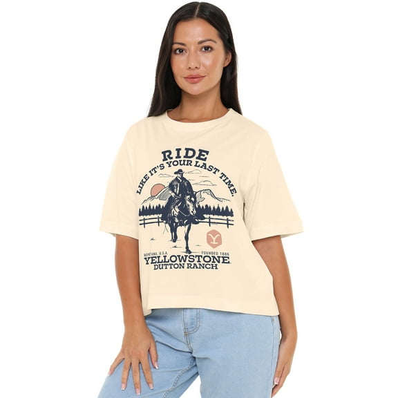 Yellowstone Ride Like It'S Your Last Time Women's Boxy Cropped T-Shirt Casual Graphic Tee