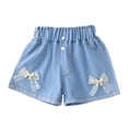 thumbnail image 2 of BLTIBY Girls Casual Summer Denim Shorts High Waisted Trendy Bow Jean Shorts with Pockets Blue 3-4 years, 2 of 9