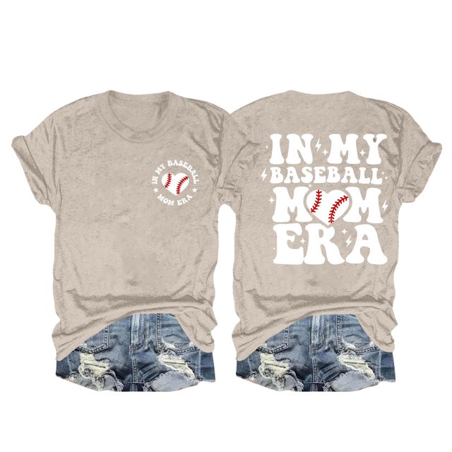Nouveautés et Tendances T-Shirts Graphiques Uooqdmx pour Femmes, Chandail de Baseball pour Femmes, Chandail à Manches Courtes pour Femmes, Haut Décontracté à Col Rond à Manches Courtes, Chemises en Coton pour Femmes, Kaki G