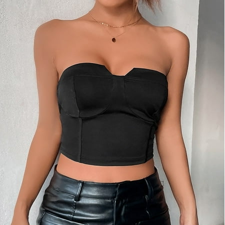 

UDAXB Lingerie Women s Inner Short Bra Backless Solid Vest Women Slim Slim Wrap Small Vest Tops