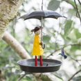 thumbnail image 3 of Outdoor Hanging Bird Feeder Set with Metal Chain and Umbrella Girl Shape, Feeder with Brush, 3 of 5