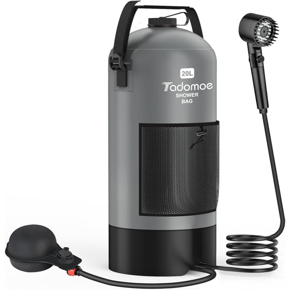 Portable Shower for Camping, 5 Gal/20 L Solar Heating Camping Shower Bag with Shower Pump, Portable Shower Head, Essential for Camping,Festivals, Overlanding, Beach Trips