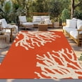 thumbnail image 2 of Coral Orange Outdoor Rug 5x7 Ft - Reversible Patio Rug Outdoor Camping Rugs, Coastal White Ocean Marine Nautical Beach Washable Indoor Outdoor Area Rugs, Non-Slip Outdoor Carpet Runner for Deck/Porch, 2 of 8