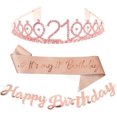 thumbnail image 1 of LINLIN Birthday Crown Sash and Hairpin, Birthday Crown Hen Party Set Birthday Girls Children Decoration Accessories Gift and Women Party (Crown 50, Gold), 1 of 1