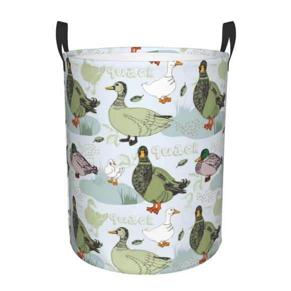 Balery Mallard Ducks Wild Birds Cesta de ropa redonda con asas, impermeable, independiente, para ropa, juguetes, dormitorio y familia-Small