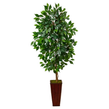 Nearly Natural 5' Ficus Artificial Tree in Bamboo Planter