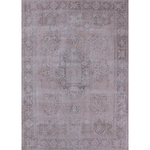 Ahgly Company Indoor Rectangle Mid-Century Modern Rose Purple Oriental Area Rugs, 2' x 5'