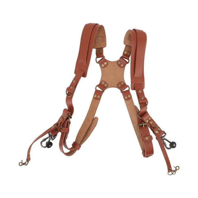 Accesorios para correa de cámara para cámaras, arnés de cuero de doble hombro Correa de cuero marrón para cámara Arnés de cuero de doble hombro Funcionalidad versátil