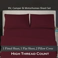 thumbnail image 2 of BedDecor - All Weather RV Camper Sheet Set (Wine|72"x52"|Drop Length-25")| 600 Thread Count Egyptian cotton | 1 Piece Fitted Sheet 1 Piece Flat Sheet & 2 Piece Pillow Cover, 2 of 3