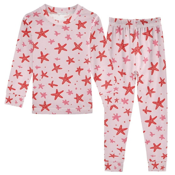 joogoo Starfish 2 Piece Long Sleeve Tee and Pants Cotton Pajama Set 5Y