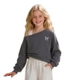 thumbnail image 4 of Girls Off The Shoulder Sweatshirt Asymmetrical Long Sleeve Cute Tops Fall Clothes for Teen Girls, 4 of 7
