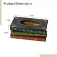 thumbnail image 4 of Wooden Antique Book Tissue Box, Retro Book Tissue Holder, Vintage Wooden Tissue Box Dispenser, Decorative Rustic Tissue Box for Living Room Bedroom Office,10.6 x 6.9 x 4.2 in, 4 of 5