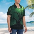 thumbnail image 3 of Sikiie Green Night Sky Moon Branches Print Men's Hawaiian Shirt, Summer Beach Button Pocket Short Sleeve T-Shirt,Small, 3 of 7