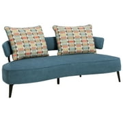 Signature Design by Ashley Hollyann Mid-Century Modern Upholstered Sofa with 2 Back Pillows, Blue
