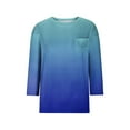 thumbnail image 4 of FAIWAD Womens 3/4 Sleeve Tunic Tops Color Block Round Neck Shirt Soft Lightweight Loose Top with Chest Pockets, 4 of 4