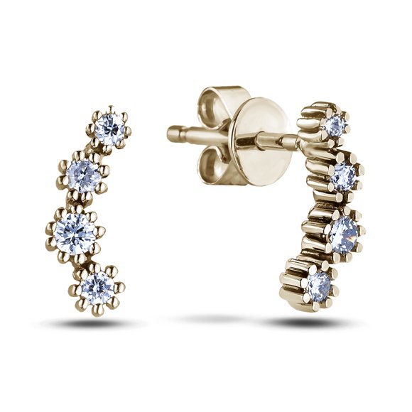 10k Yellow Gold 0.20 Cttw Canadian Diamond Crawler Stud Earrings