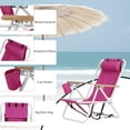 thumbnail image 5 of Folding Backpack Beach Chair Set of 2, 4 Positions Lay Flat Beach Chairs with Cup Holder& Storage Back Pouch& Backpack Straps& Adjustable Headrest for Sunbathing, Pool, Support 330 LBS, Pink, 5 of 9