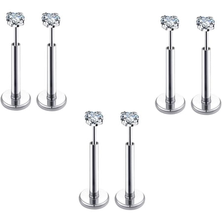 Bavsenic 20G Flat Back Earrings Stud Threadless Tragus Cartilage Lip Piercing Jewelry Hypoallergenic