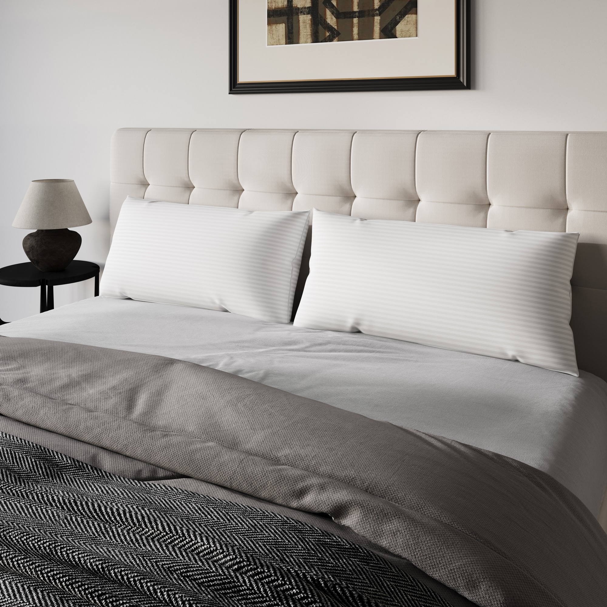 Home Design Windsor King Size Bed Pillows (Set of 2) – Down Alternative Microfiber Hotel Pillows