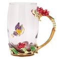 thumbnail image 4 of Glass Mug, Drinkware Tea Mug Enamel With Spoon For Tea Ceremony Red Rose 350ml, 4 of 8