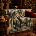 thumbnail image 3 of Rustic Wildlife Collage, Peaceful Mountain Lake Scene, Warm Flannel Blanket for Cabin and Lodge with Detailed Artwork, Outdoor Lovers Valentine's Day Gift, Rustic Home Decor, 3 of 9
