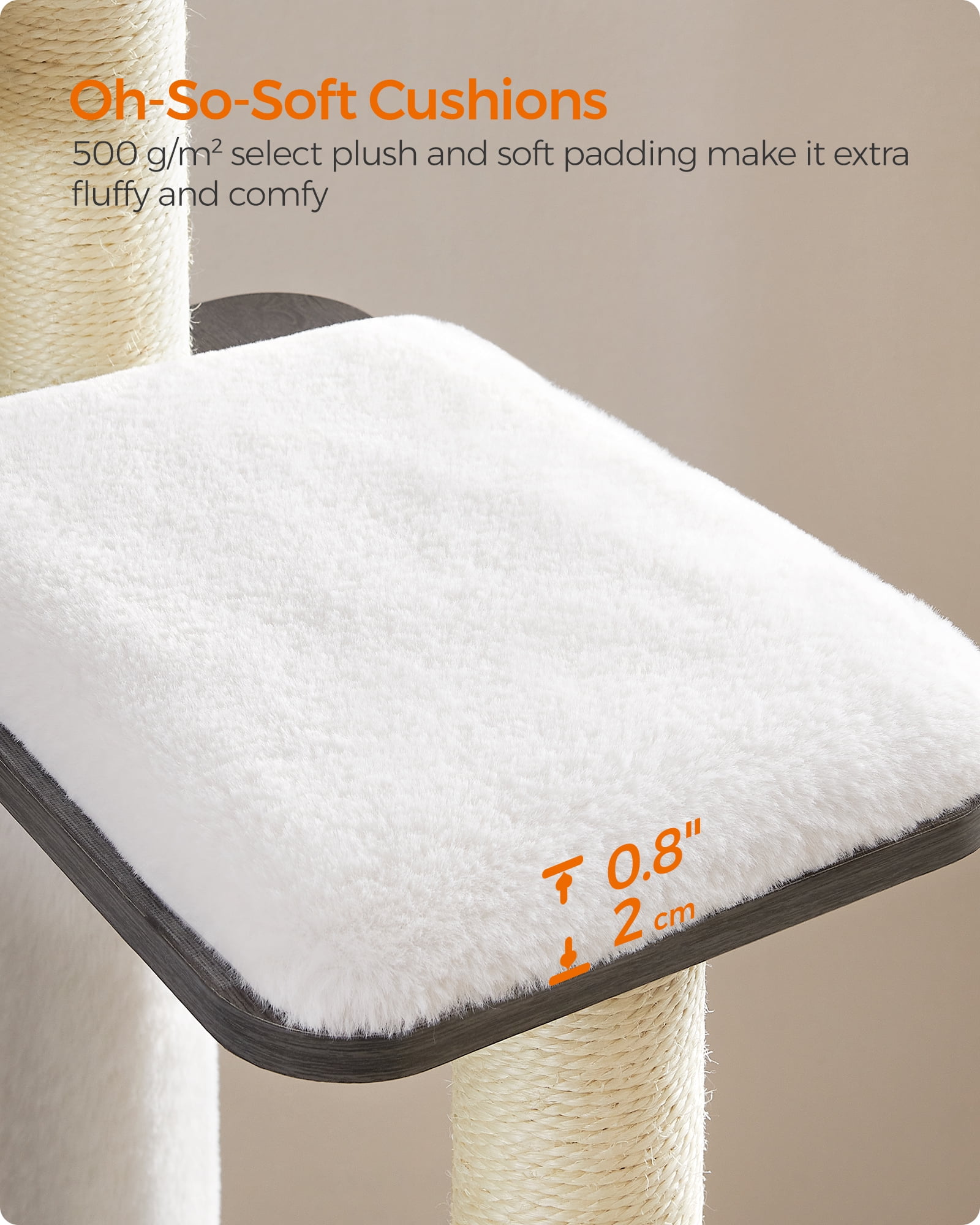 WoodyWonders Cat Tree, 65-Inch Modern Cat Tower for Indoor Cats, Multi-Level Cat Condo with Scratching Posts, Cat Furniture, Gray