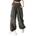 thumbnail image 5 of Blmnix Womens Pants Plus Size Cargo Pants Palazzo Leggings Baggy Wide-Leg High Gray Full Tall Sweatpants for Women,XXXL, 5 of 5