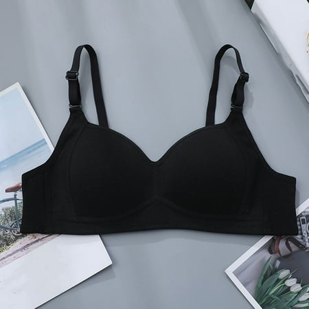 Final Markdown: Womens Bras  Sujetadores para mujer  Girls Bra Thin Style Small Chest Push Up No Steel Ring Underwear Bra SOPATENOR Black M
