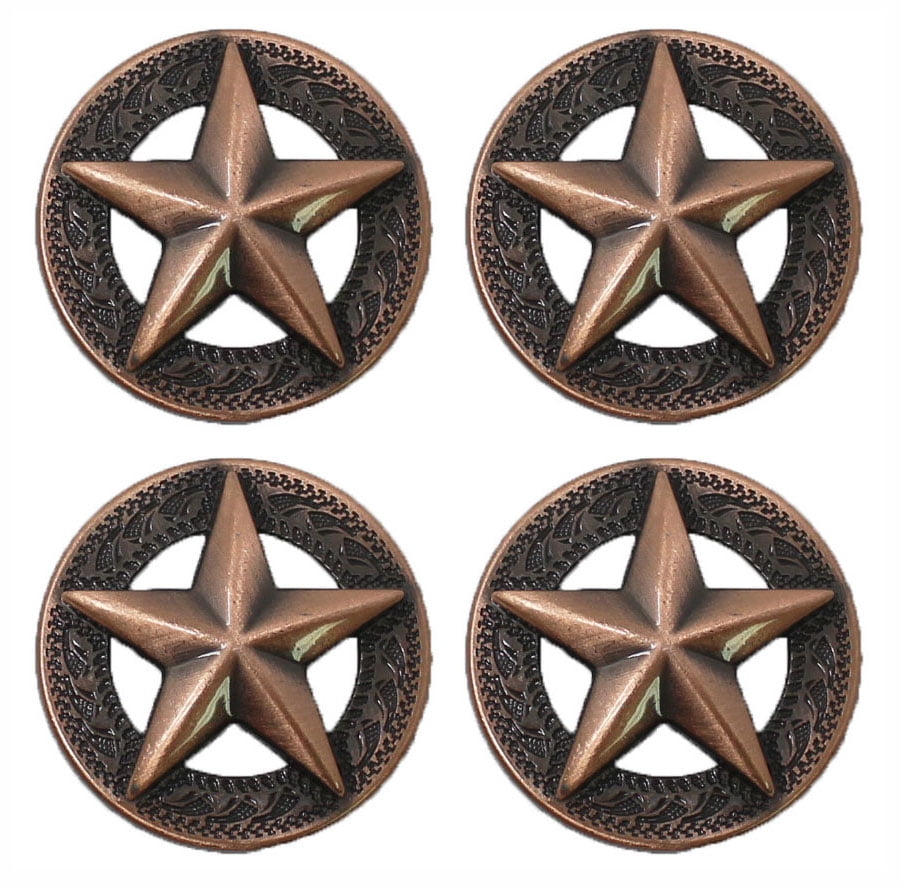 Lot De 4 Conchos Western Tack 32 Mm – Cuivre Gravé Avec Turquoise – Dos à Vis – Challenger CO568