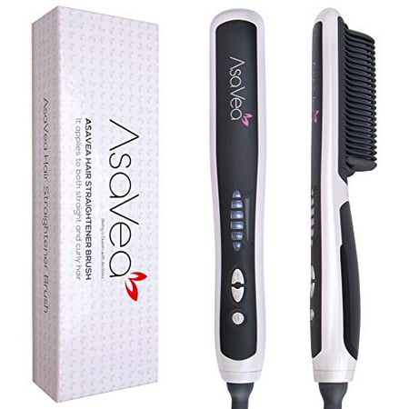 AsaVea Portable Electric Hair Straightening Brush 3.1, White/Black