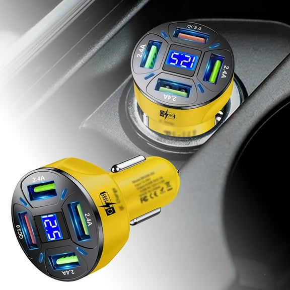Car Digital Display Charger 36W Fast USB Car Charger With LED Voltage Meter For Android And More