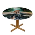 thumbnail image 3 of WYYP Lion Cub Reflection Round Table Cover 100% Polyester Fiber Tablecloth White, 3 of 8