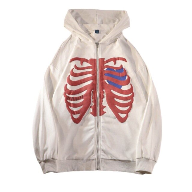 Sudaderas con capucha con estampado de esqueleto Y2K para mujer, chaqueta con capucha de calaveras góticas, sudaderas con cremallera Retro Harajuku, ropa de calle de moda, manga larga