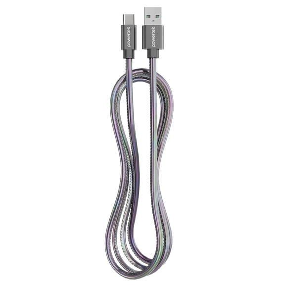 Powertek USB-A to USB-C Metallic Shine Pastel Cable - Black
