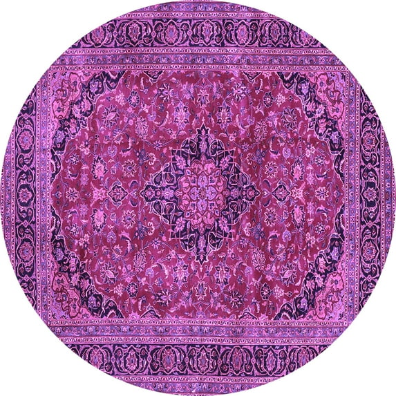 Ahgly Company Indoor Round Medallion Purple Traditional Area Rugs, 6' Round