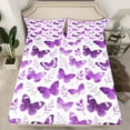 thumbnail image 2 of Feelyou Dreamy Butterfly Kid Twin Sheet Sets, Purple Leaves Bedding, 3pcs, 2 of 7