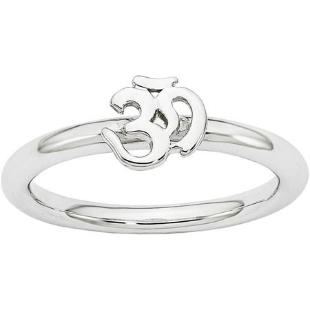 Stackable Expressions Sterling Silver Rhodium Ohm Ring