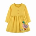 thumbnail image 2 of Bellafa Toddler Girls Embroidery Applique Long Sleeve Dresses 2-7T Little Kids Casual Cotton Button Down Neck Party Dress, 2 of 9