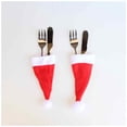 thumbnail image 4 of Christmas Hat Cap Tableware Cutlery Silverware Holder Pockets Spoon Spoon dinner Dinner Case Box Decoration Fork, 4 of 5