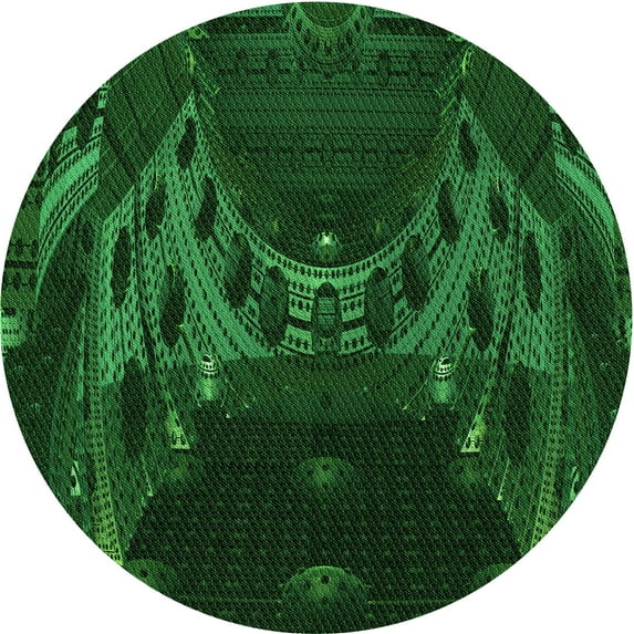 Ahgly Company Indoor Square Patterned Dark Forest Green Area Rugs, 3' Square