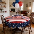 thumbnail image 4 of Aodebiao Patriotic Star Pattern Round Tablecloth Spill-Resistant Wrinkle-Resistant Polyester Fabric for Kitchen Dining Party Decor Independence Day Celebration Picnic Events, 4 of 6