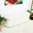 thumbnail image 3 of White Boucle Storage Bench - Fabric Upholstery, Frame, Mid-century Modern, For Various Rooms, , , And Easy To Maintain With Upholstered, Wood Style, Fits Living Room, Bedroom, Entry, Bedside, Color,, 3 of 4
