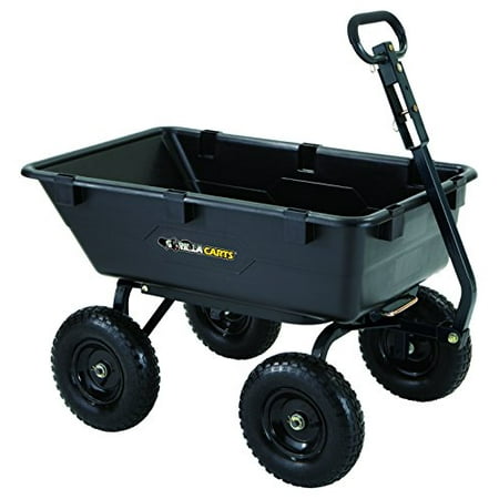 Gorilla Carts GOR6PS Heavy-Duty Poly Yard Dump Cart with 2-In-1 Convertible Handle, 1,200-Pound Capacity, Black