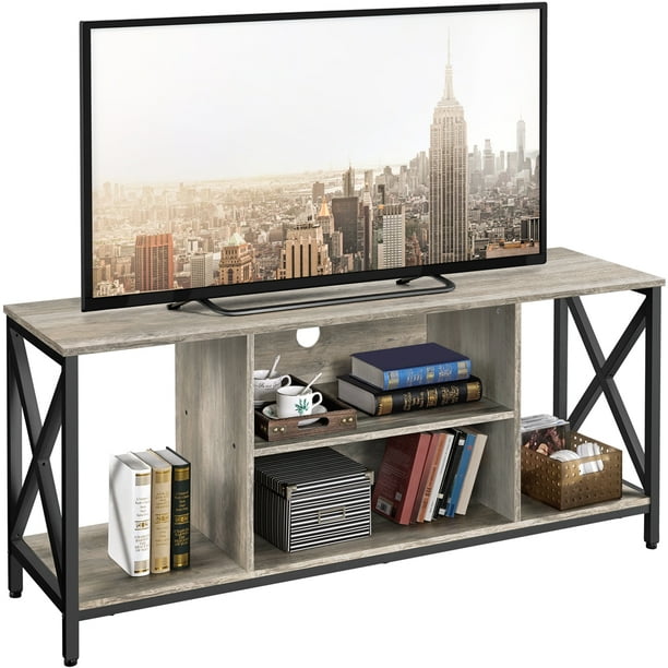 Yaheetech Industrial Tv Stand Console Table For 60 Inch 55 Wide With Storage Living Room Gray Com Yaheetech Industrial Tv Stand Console, 60 Inch Width Console Table