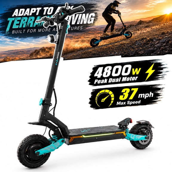 Scoothop G3 Pro Adult Electric Scooter, 4800W Peak Dual Motor, 52V 28Ah 1456Wh Battery, 10" Off-Road Tires, Foldable
