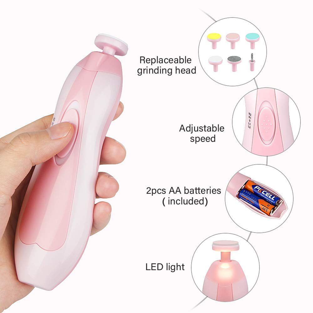 Baby Nail Trimmer Nail Clipper Baby Nail File Electric LED-Light with 6  Grinding Head Polish and Trim for Newborn or Toddler Toes and Fingernails  Pink - Walmart.com