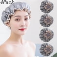 thumbnail image 1 of Djiypn Shower Caps for Women, 4 PCS Elastic and Reusable Bath Caps, Double Layers Shower Cap, Waterproof Bathing Shower Caps, Washable Hair Bath Hat - Gray, 1 of 6